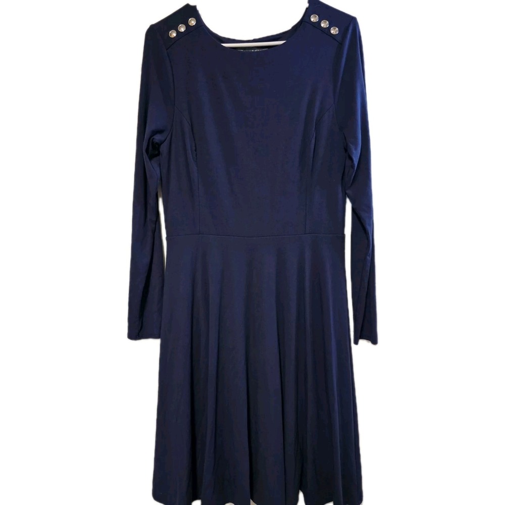 White House Black Market Women's Dress Long Sleeve Lined Navy Size 6 EUC